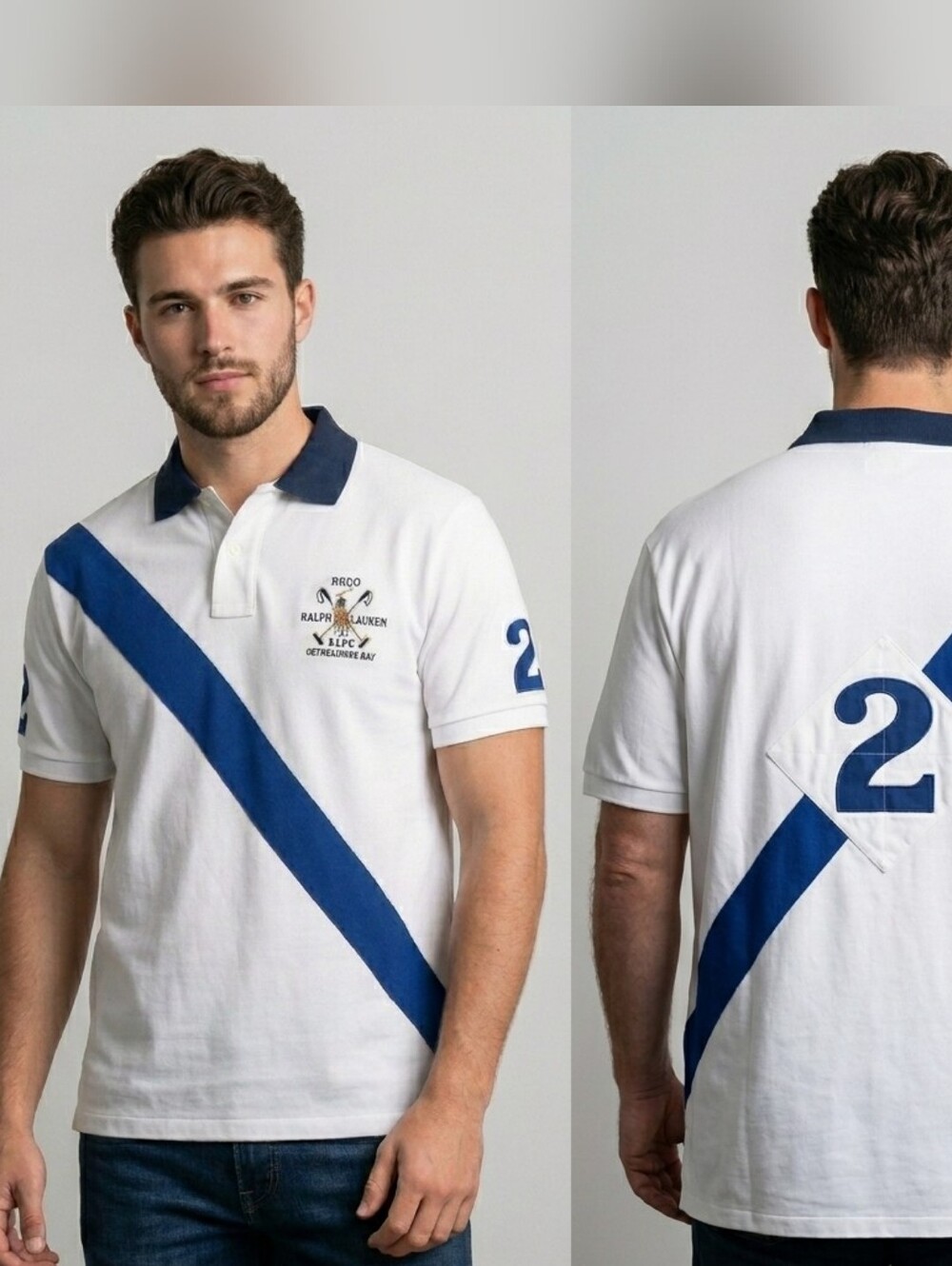 Polo Ralph Lauren Banner Stripe Yacht Club Crest Paddles Shirt 2XLT White